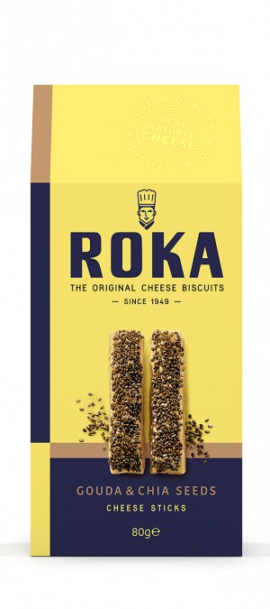 foto ROKA Sticks au fromage Gouda et graines de Chia 80g